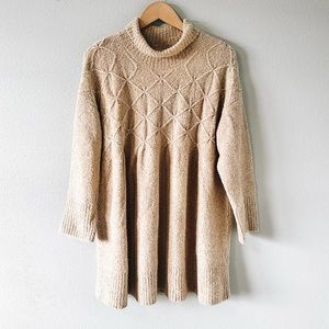 Free People Beige/Tan Oversized Tunic Sweater Dress Small